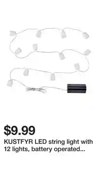 IKEA KUSTFYR LED string light with 12 lights, battery operated indoor/ghost white offer