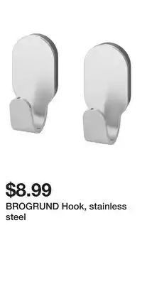 IKEA BROGRUND Hook, stainless steel offer