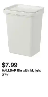 IKEA HÅLLBAR Bin with lid, light gray offer