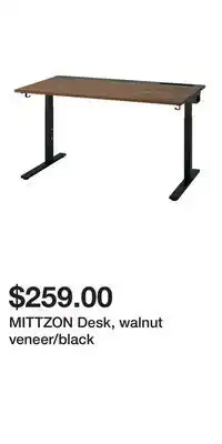 IKEA MITTZON Desk, walnut veneer/black offer