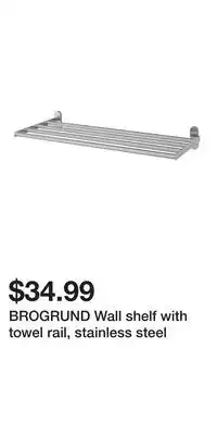 IKEA BROGRUND Wall shelf with towel rail, stainless steel offer