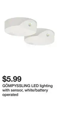 IKEA GÖMPYSSLING LED lighting with sensor, white/battery operated offer