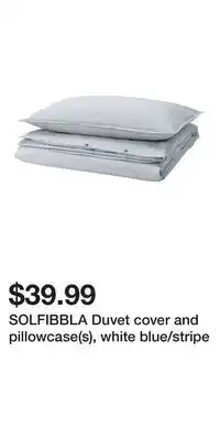 IKEA SOLFIBBLA Duvet cover and pillowcase(s), white blue/stripe offer