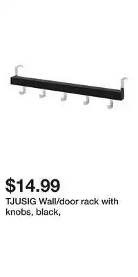 IKEA TJUSIG Wall/door rack with knobs, black offer