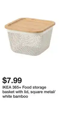 IKEA IKEA 365+ Food storage basket with lid, square metal/white bamboo offer