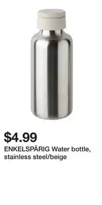 IKEA ENKELSPÅRIG Water bottle, stainless steel/beige offer
