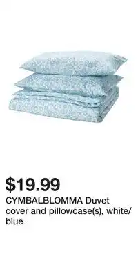 IKEA CYMBALBLOMMA Duvet cover and pillowcase(s), white/blue offer