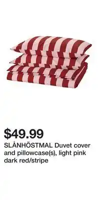 IKEA SLÅNHÖSTMAL Duvet cover and pillowcase(s), light pink dark red/stripe offer
