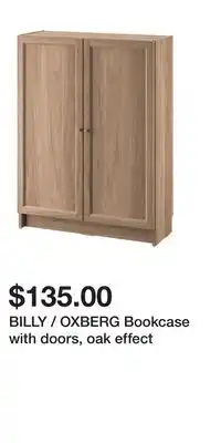 IKEA BILLY / OXBERG Bookcase with doors, oak effect offer