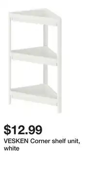 IKEA VESKEN Corner shelf unit, white offer