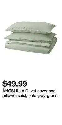 IKEA ÄNGSLILJA Duvet cover and pillowcase(s), pale gray-green offer