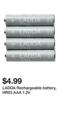 IKEA LADDA Rechargeable battery, HR03 AAA 1.2V offer