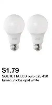 IKEA SOLHETTA LED bulb E26 450 lumen, globe opal white offer