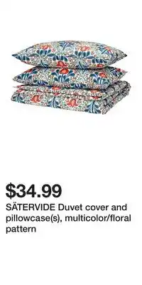 IKEA SÄTERVIDE Duvet cover and pillowcase(s), multicolor/floral pattern offer