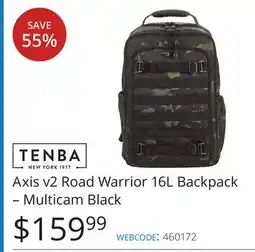 Vistek TENBA Axis v2 Road Warrior 16L Backpack – Multicam Black offer