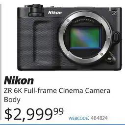 Vistek Nikon ZR 6K Full-frame Cinema Camera Body offer