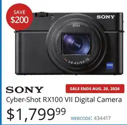 Vistek SONY Cyber-Shot RX100 VII Digital Camera offer