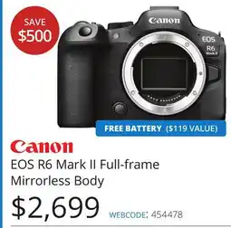 Vistek CANON EOS R6 Mark II Full-frame Mirrorless Body offer