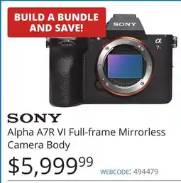Vistek SONY Alpha A7R VI Full-frame Mirrorless Camera Body offer