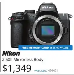 Vistek Nikon Z 50II Mirrorless Body offer