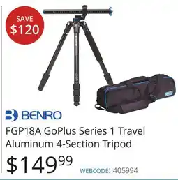 Vistek BENRO FGP18A GoPlus Series 1 Travel Aluminum 4-Section Tripod offer