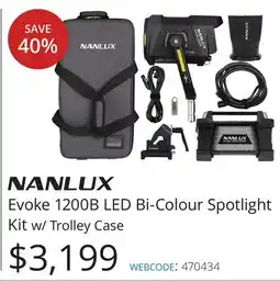 Vistek NANLUX Evoke 1200B LED Bi-Colour Spotlight Kit w/ Trolley Case offer