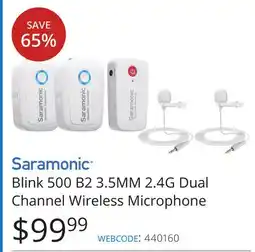 Vistek Saramonic Blink 500 B2 3.5MM 2.4G Dual Channel Wireless Microphone offer