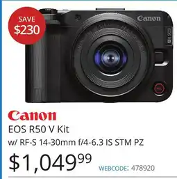 Vistek Canon EOS R50 V Kit w/ RF-S 14-30mm f/4-6.3 IS STM PZ offer