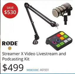 Vistek RODE Streamer X Video Livestream and Podcasting Kit offer