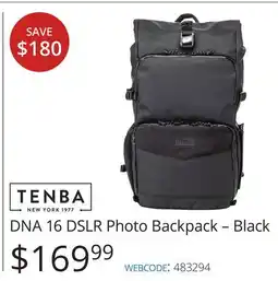 Vistek TENBA DNA 16 DSLR Photo Backpack - Black offer