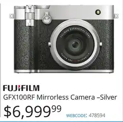 Vistek FUJIFILM GFX100RF Mirrorless Camera –Silver offer