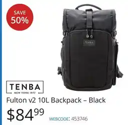 Vistek TENBA Fulton v2 10L Backpack - Black offer