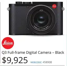 Vistek LEICA Q3 Full-frame Digital Camera - Black offer