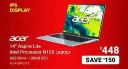 Visions Electronics 14 Aspire Lite Intel Processor N150 Laptop offer