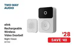 Visions Electronics elink Rechargeable Wireless Video Doorbell offer