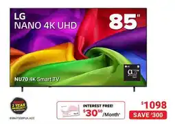 Visions Electronics LG NANO 4K UHD 85 NU70 4K Smart TV offer
