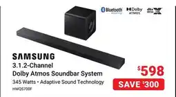Visions Electronics SAMSUNG 3.1.2-Channel Dolby Atmos Soundbar System offer