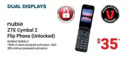 Visions Electronics nubia ZTE Cymbal 2 Flip Phone (Unlocked) offer
