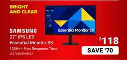 Visions Electronics Samsung 27 IPS LED Essential Monitor S3 offer