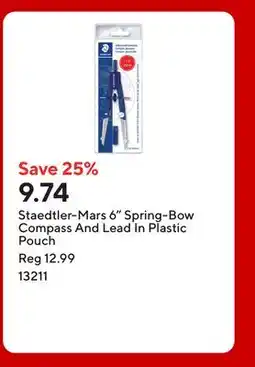 Staples Staedtler-Mars 6 Spring-Bow Compass And Lead In Plastic Pouch offer