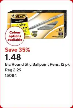 Staples Bic Round Stic Ballpoint Pens offer
