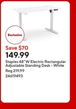 Staples Staples 48W Electric Rectangular Adjustable Standing Desk - White offer