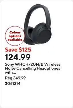 Staples Sony WHCH720N/B Wireless Noise Cancelling Headphones with Microphone - Black offer