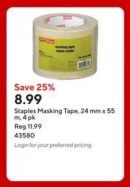 Staples Staples Masking Tape, 24 mm x 55 m offer