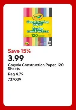 Staples Crayola Construction Paper, 120 Sheets offer