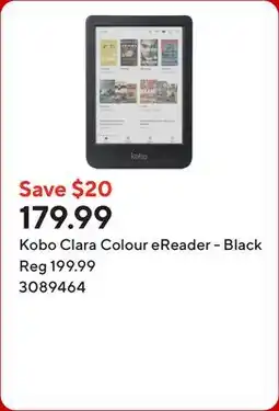 Staples Kobo Clara Colour eReader - Black offer
