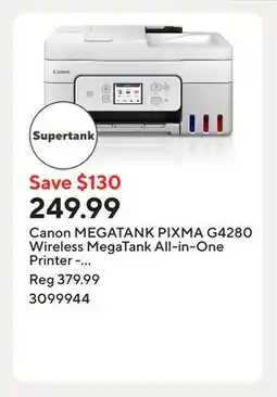Staples Canon MEGATANK PIXMA G4280 Wireless MegaTank All-in-One Printer - White offer