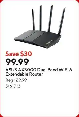 Staples ASUS AX3000 Dual Band WiFi 6 Extendable Router offer