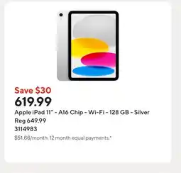 Staples Apple iPad 11 - A16 Chip - Wi-Fi - 128 GB - Silver offer