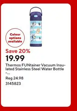 Staples Thermos FUNtainer Vacuum Insulated Stainless Steel Water Bottle - 410mL - Bluey offer